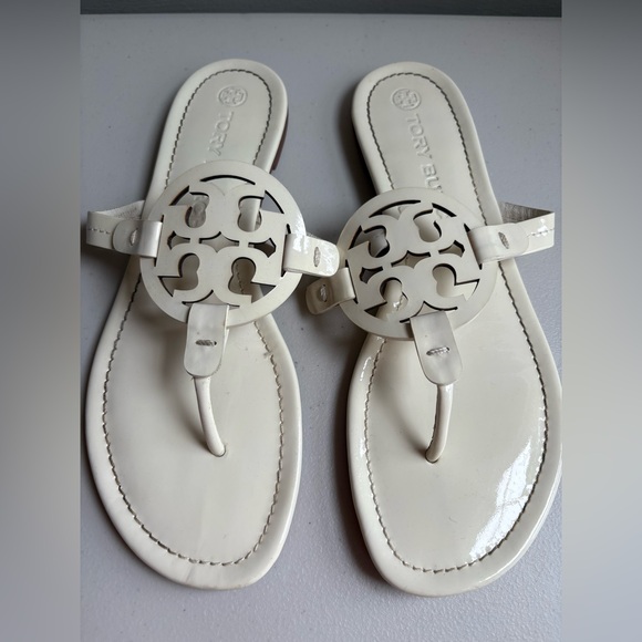 Tory Burch Shoes - Tory Burch Miller Sandals | Size 10.5 | Ivory Patent Leather | Classic Summer
